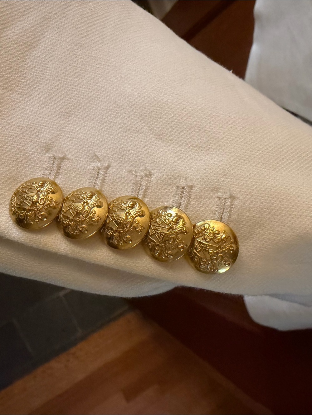 Veronica Beard White Double-Breasted Blazer with Gold Buttons - Picture 5 of 10